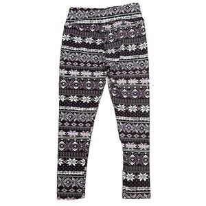 Snowflake Leggings Purple Winter Holiday High Rise Medium Comfy‎ Stretch Pant
